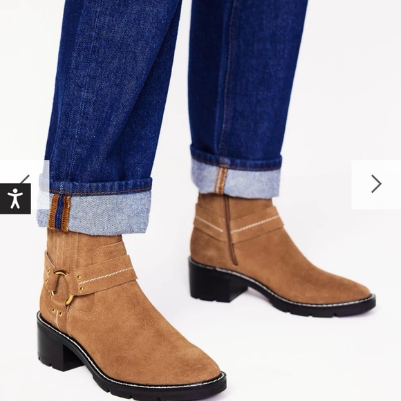 Boden Harness Biker Brown Suede Heeled Boots 8 (39) NWT - Picture 4 of 5